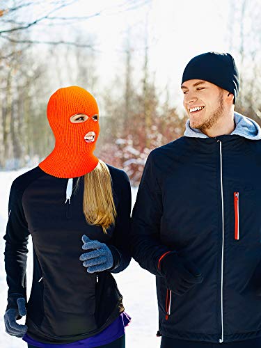 Image of SATINIOR 3 Holes Ski Mask Full Face Cover Outdoor Balaclava Winter Knitted Neck Gaiter for Halloween Sports Cycling