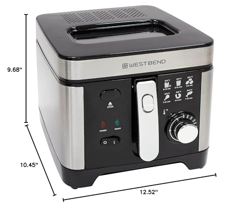 West Bend Deep Fryer with Adjustable Temperature Control Nonstick Basket Easy-View Window and Temperature Guide, Folding Handle and Locking Cover for Easy Storage, 3-Liter, Silver - Image 4