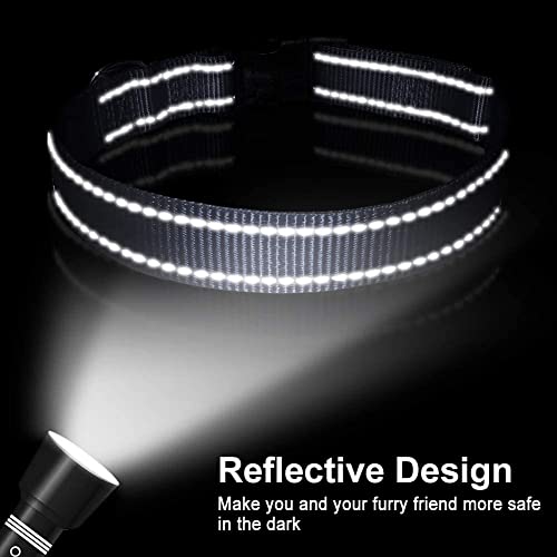 Funtags Reflective Dog Collar, Sturdy Nylon Collars For Puppy And Extra Small Girl And Boy Dogs, Adjustable Dog Collar With Quick Release Buckle,Gray,5/8" Width #TOP5