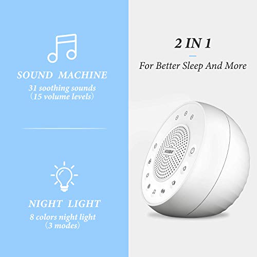 Housbay Glows White Noise Sound Machine - Night Light for Baby, Kids, 31 Soothing Sounds for Sleeping, Relaxation - Sleep Machine for Adults, Baby - Image 3