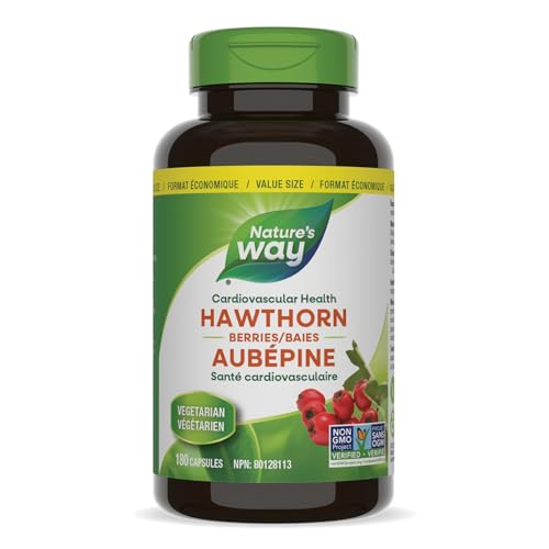 Nature's Way - Nature's Way Hawthorn Berries – Cardiovascular Health Support – Heart Health - Premium Herbal Supplement - 180 Vegetarian Capsules, Value Size