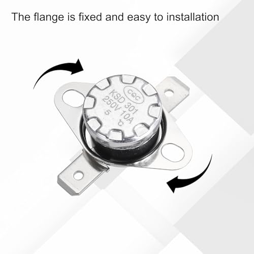 QUARKZMAN 5 Stück KSD301 Thermoschalter 5°C Normalerweise Geschlossen 250V 10A Thermostat Snap-Disc Temperaturschalter für Mikrowellen, Backöfen, Kaffeemaschinen, Bakelit-Material