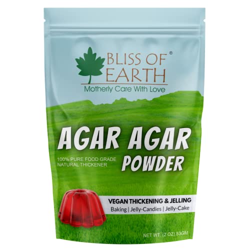 Bliss of Earth Bacteriological Grade Agar Agar Powder 100% Food Grade Natural Thickener Vegan China Grass Gluten Free & Gelatin Substitute For Baking Jelly & Candies 53gm