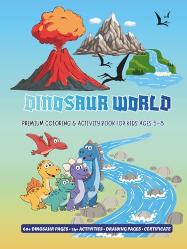 Dinosaur World Deluxe Activity Book for Kids Ages 5–8: Premium Color Edition with 60+ Dinosaur Coloring Pages, 14+ Activities, Drawing Pages & Certificate image 2