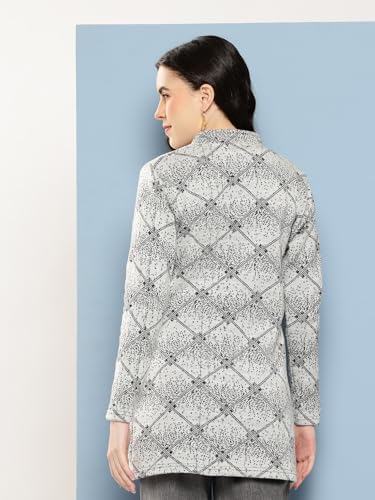 Image of Aarika Womens Winter Wear Lemon Colour Abstract Woolen Cardigan