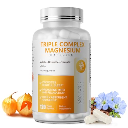 Triple Magnesium Complex - Magnesium Glycinate, Taurate & Malate Supplement with Omega3,...