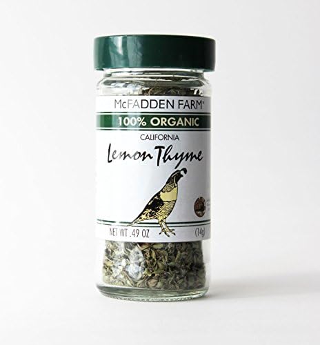McFadden Farm Organic Lemon Thyme, Dried Herb, Grown and packed in the U.S.A, 0.49 oz. in glass jar