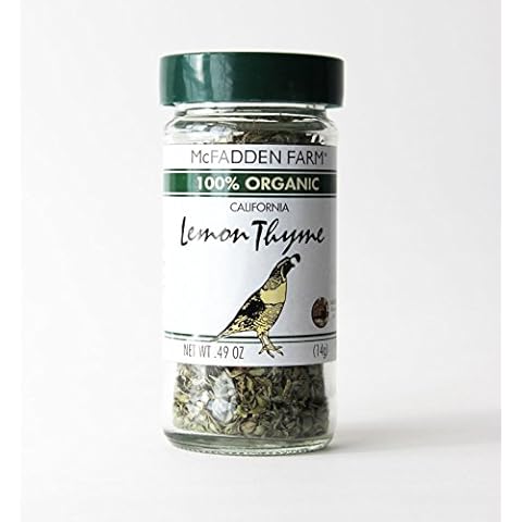McFadden Farm Organic Lemon Thyme, Dried Herb, Grown and packed in the U.S.A., 0.49 oz. in glass jar Cover