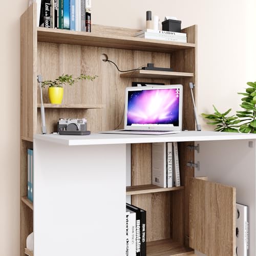 Vicco Secretaire bureau "Alena", Sonoma/Wit, 85 x 27 cm - Afbeelding 6