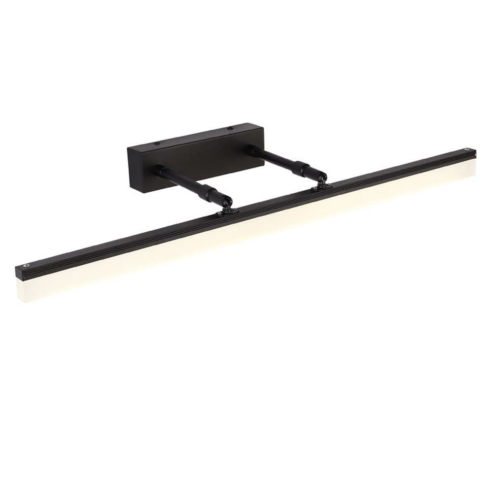 Regulowana lampa ścienna LED IP44 do lustra łazienkowego, 70 cm, 16 W, 3000 K, oświetlenie wewnętrzne do wyświetlania zdjęć, do czytania nocnego, czarne kinkiety ścienne szczotkowane