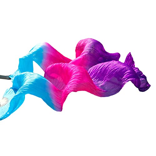 Ventilateur en soie pour gala de danse du ventre FOSER violet 1,8 m en bambou