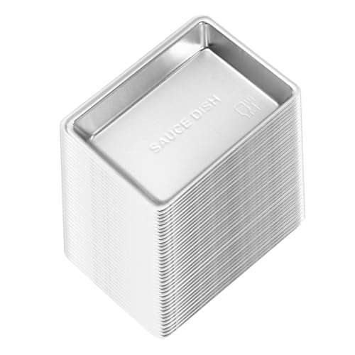 FONDOTIN 200個 入り使い捨て厚手角型調味料皿 醤油やソース用 食器代わりに便利なホームソースディッシュ 多用途でバーベキューや寿司に