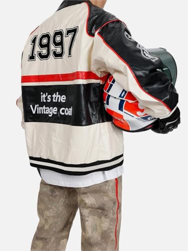 Aelfric Eden Faux Leather Racing Jacket Oversized Motorcycle Biker Racer Jackets Streetwear Unisex2