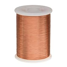 Magnet Wire, Heavy Build Enameled Copper Wire, 37 AWG, 1.0 lb, 15290 Length, 0.0055" Diameter, Natural