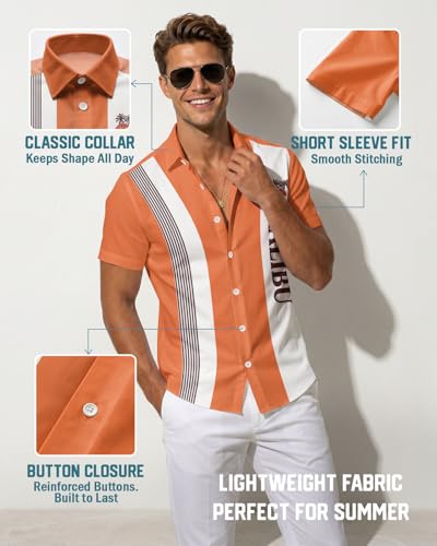 Image of 99TIMORO Funny Film Summer Button Down Shirt Men Short Sleeve Top | Movie Character Hawaiian Shirts for Men Lightweight Breathable Beach Vacation Business Casual Summer Gifts Classic Fit