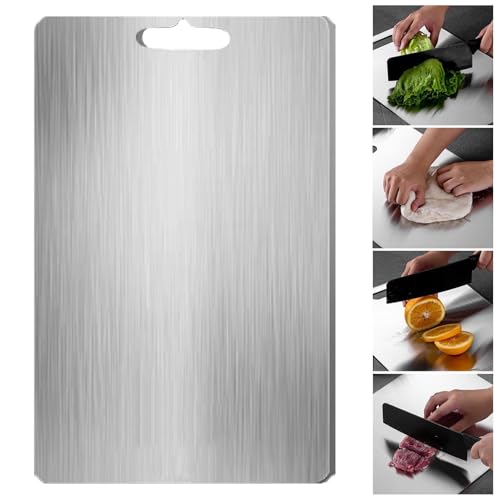Tabla de Cortar de Titanio - Tabla de Cortar de Acero Inoxidable, 100 % Titanio Puro para Cocina, Ideal para Diversas Tareas Culinarias (39 x 28 cm) miniatura 1