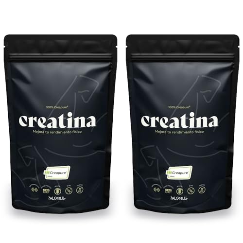 Paleobull Creatina CREAPURE Monohidrato - Pack 2x250g (166 dosis) - Creatina Monohidratada para Aumentar Rendimiento Físico - Pureza Creapure® - Mejora Fuerza y Recuperación Muscular