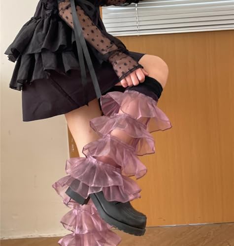 Image of SherryDC Girl's Y2k Kawaii Leg Warmers Cute Lace Harajuku Leg Sleeves Gothic Lolita Long Slouch Socks for Women