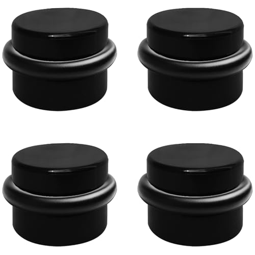 Butées de porte au sol - Butées de porte - Door Stopper Pack de 4 butées noires adhésives antichocs - Door Stop pour maison, bureau ou entrée - Design élégant qui protègent les murs et évitent les