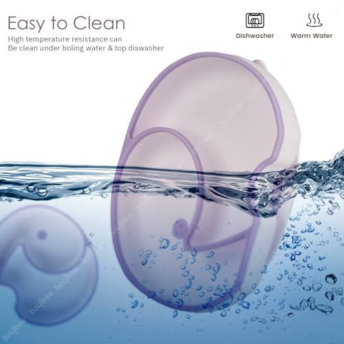 Image of BAYBEE Elephant Silicone Divided Baby Plate with 2 Training Spoons | Baby Feeding Set for Toddlers & Kids | Suction Plate and Spoon Combo for Boys & Girls | Tableware Set for Boys & Girls (Purple)