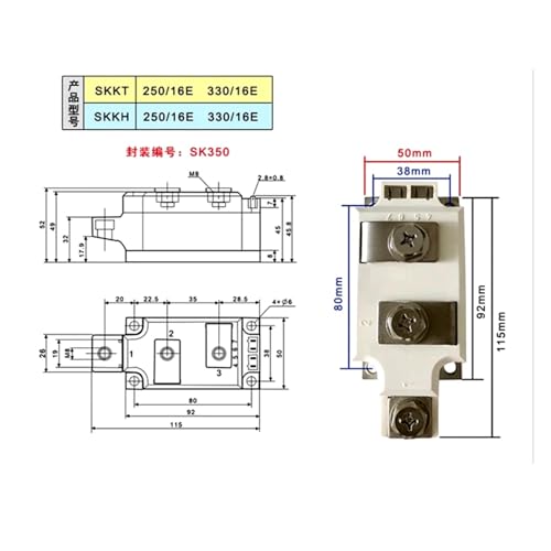 Módulo tiristor diodo semicontrolado de alta conmutación SKKT 215 16E y KKT106 4