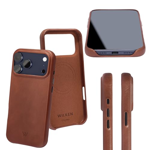Wilken Leather Slim Phone Case Compatible with iPhone 17 Pro | Compatible with MagSafe & Wireless Charging | Premium Top-Grain Leather Cover with Metal Buttons (17 Pro, Brown, Open Camera) by W WILKEN - Image 2