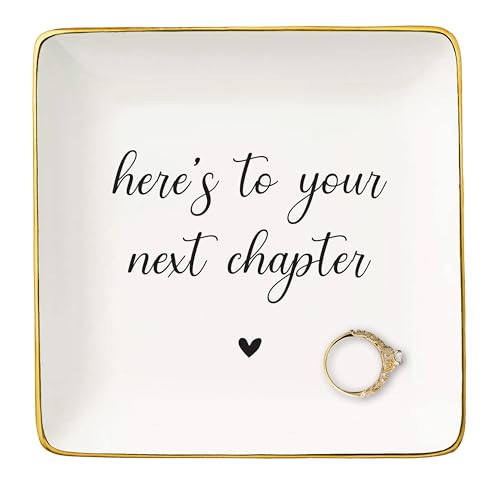 NZY Best Friends Jewelry Dish,Friendship Gift for Bestie, Birthday Christmas Bridesmaid Gift, Trinket Dish for Rings Earrings Necklace, Decorative Keepsake Plate-Ceramic Ring Holder Tray