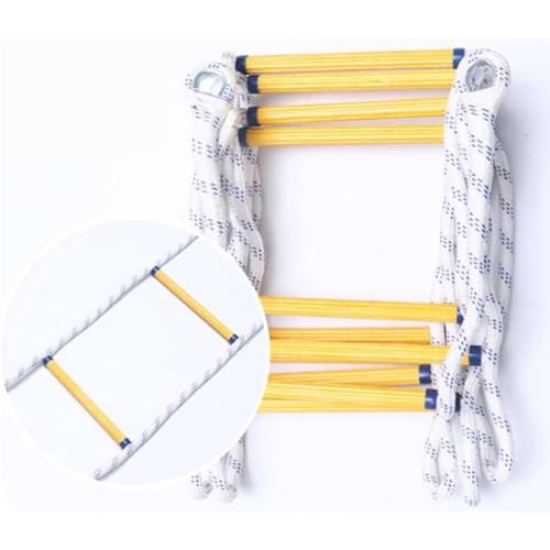 YYingYYue Escalera De Cuerda De Rescate, Escalera De Escape, Trabajo De Emergencia, Fuego, Escalada, Resina Y Poliéster, Escaleras De 2-8 Niveles, Rápido De Desplegar,12m