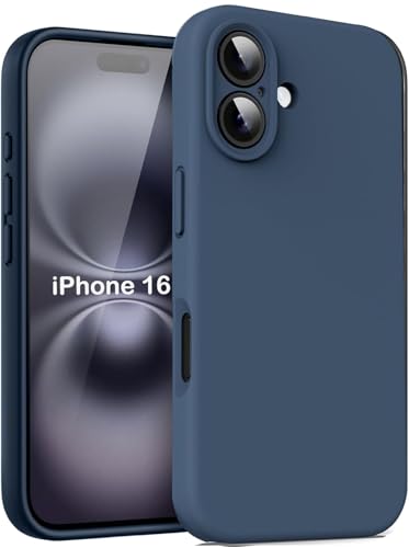 Image of mobistyle Designed for iPhone 16 Plus Soft Liquid Silicone Slim Protective with Microfiber Lining Phone Back Cover Case for iPhone 16 Plus (Blue)