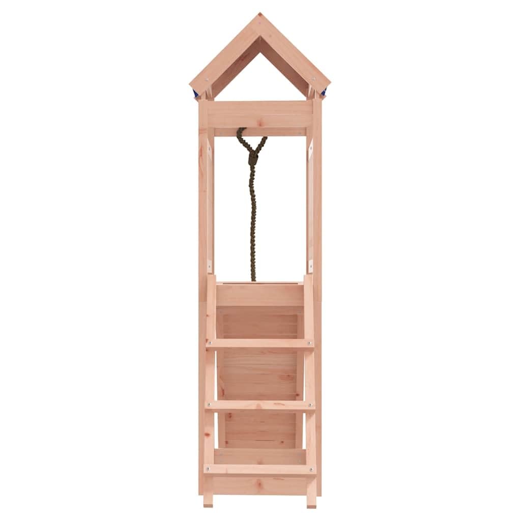 Spielturm Massivholz Douglasie mit Kletterrampe, Leiter, Sandkasten und Wolkendach, wetterfestes Holz Klettergerüst für Garten, Kinderspielgerät Outdoor, 90 cm Plattformhöhe