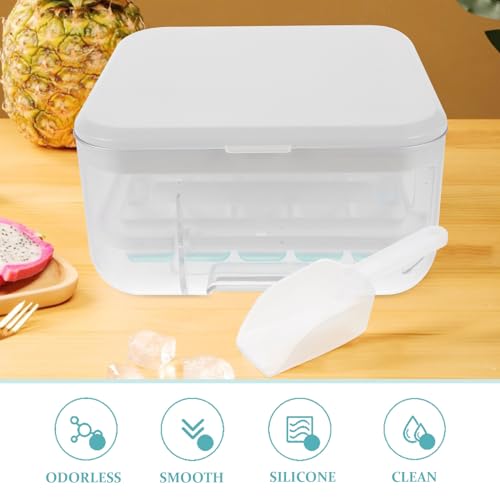 Molde para cubos de hielo de silicona con tapa, capacidad grande miniatura 3
