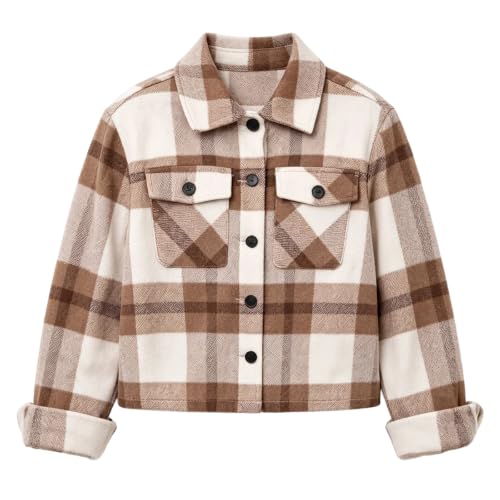 Elneeya Plaid Jacket Women Cropped Vintage Button Down Collared Fall Coat - image 4