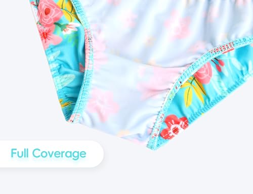 Image of Girls Swimsuit Long Sleeve Rush Guard Bathing Suit Swimwear with Bikini Bottom Sun Protection