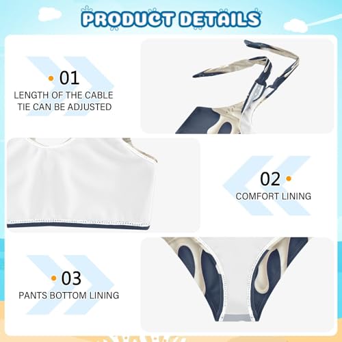 Boccsty Navy White Ice Cream Girls Tankini Swimsuit Kids Bikini Sets 2 Pcs Bathing Suit 3T4