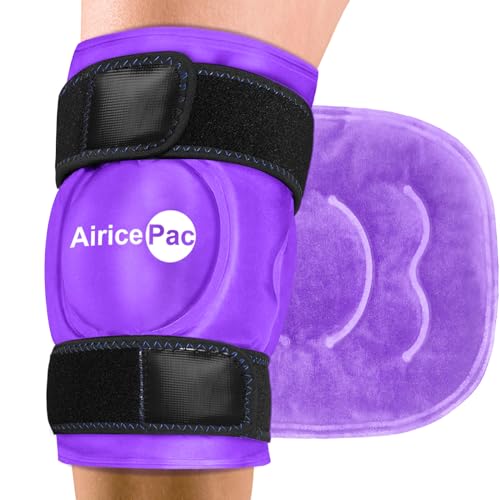 Image of AiricePac Ice Pack for Knee Pain Relief, Reusable Gel Ice Wrap for Injuries, Swelling, Knee Replacement Surgery, Cold Compress Therapy for Arthritis, Meniscus Tear and ACL, Purple