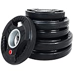 Fitvids Olympic 2-Inch Cast Iron Plate Weight Plate for Strength Training and Weightlifting, Rubber Coate Style, 35LB Set - Image 2