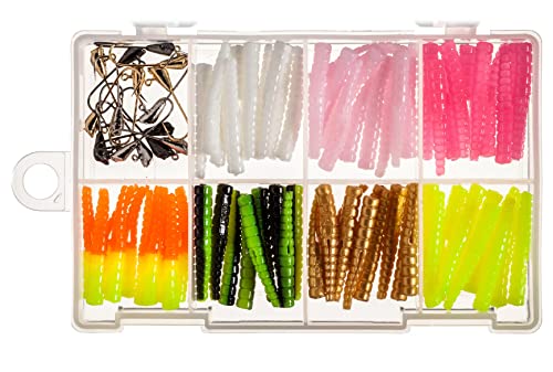 Trout Magnet 82 Piece Neon Fishing Kit, Catches All Types Of Fish, Includes 70 Grub Bodies And 12 Size 8 Hooks #TOP5