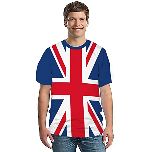 VENTDOUCE Maglietta Union Jack,T-Shirt Bandiera Union Jack | Maglietta Stampata Gran Bretagna per Il giubileo, Top a Maniche Corte Traspirante con Scollo Tondo per Donna Uomo, S - 6XL Disponibile