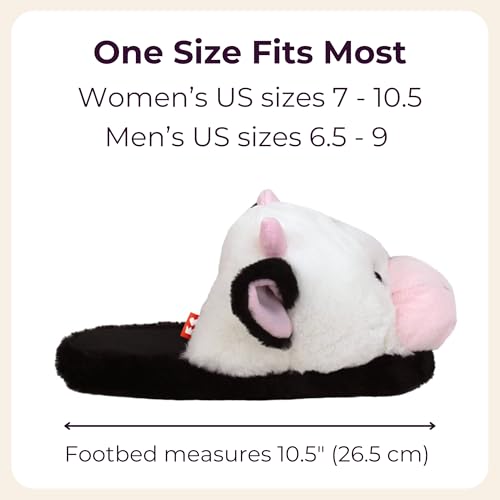 Fuzzy Cow Slippers for Women and Men - Cozy Plush Holstein Cattle Slippers for Adults3