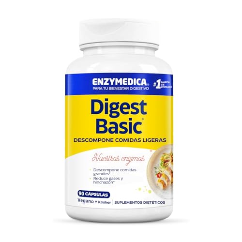 Enzymedica, Digest Basic, Fórmula Enzimática, Reduce los Gases, Mejora la Absorción de Nutrientes, Sin Gluten, Sin lácteos, 90 Cápsulas