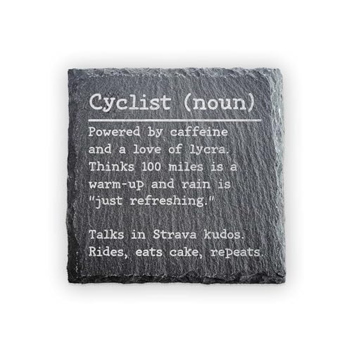 Funny Cycling Gift – Cyclist (Noun) Slate Coaster | Cycling Home Decor | Slate Cycling Coaster – Gifts for Cyclists - Cycling Coasters - Bike Gifts