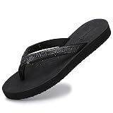 ARRIGO BELLO Chanclas Mujer Verano Chancletas Piscina Sandalias Brillantes Strass Zapatos Antideslizante Duraderas Cómodas Elegantes Esterilla Yoga Flip Flops Talla 36-41(B Negro，40)