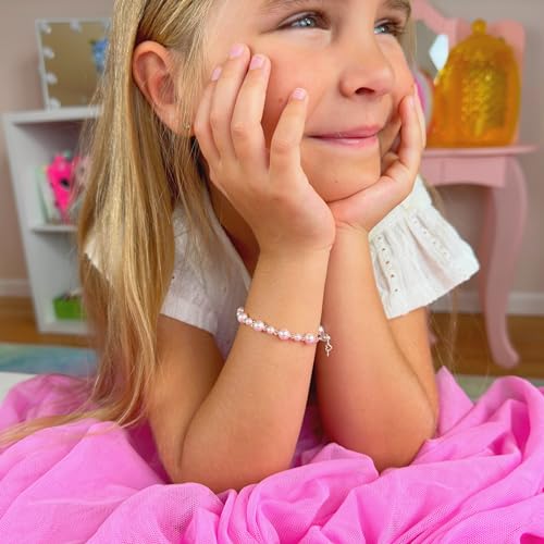 Image of Baby Crystals Sterling Silver Pink Pearl Bracelet for Baby Girls I Newborn, Infant Baby Girl Gifts, Toddler, Teen, Mommy I Birthday Gift I Children's Jewelry I Womens Bracelets for Girls