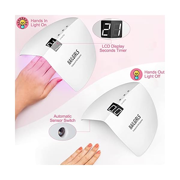 NAILGIRLS UV Light for Nails 54W Nail Dryer, UV Nail Lamp with 3 Timer Setting, UV Led Nail Lamp with Automatic Sensor, Professional Halloween Nail Art Tools Accessories