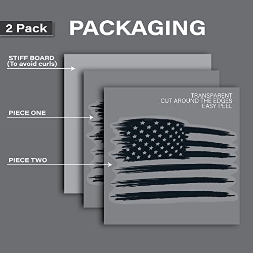 Black Distress American Flag Vinyl Decal Bumper Sticker For Car, Trucks, Window, Glass, Wall (2 Pack) (Black Flag) #TOP2