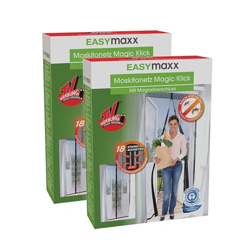 Immagine prodotto: EASYmaxx Zanzariera per porta con chiusura magnetica, 90 x 210 cm, ideale per porta del balcone, della cantina e della terrazza, facile montaggio con adesivo senza fori e viti, protezione dagli