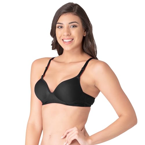 Image of Komli - Heavily Padded Push-Up Bra - Cotton Rich - Balconette - 3 /4th Coverage, Seamless, Wireless, Multiway Straps - T-Shirt Bra