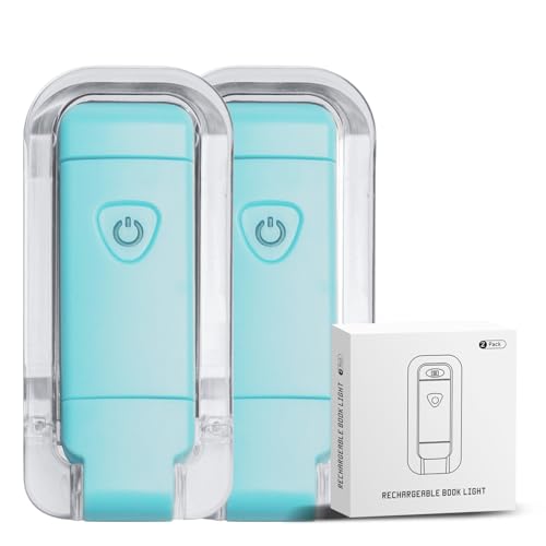 Image of EGWASER Book Light for Reading in Bed, USB Rechargeable Clip on Book Lights, 3 Brightness Adjustable Dimmable Bookmark Light for Eye-Protection, Reading Lamp for Bookworms, Travel (2-Pack Blue)