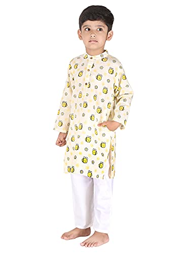 Image of Baby Boys Ethnic Wear | Handloom Cotton Kurta Pajama Set for Festivals | Comfortable & Stylish Traditional Kids Kurta Pyjama Set
