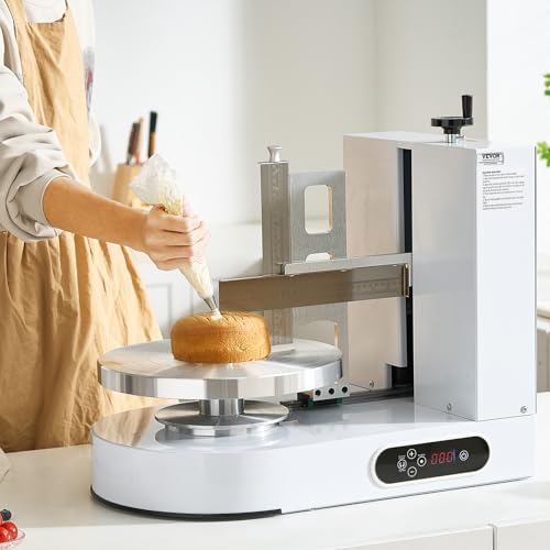 VEVOR einstellbare Tortencremestreichmaschine elektrische Tortendekorationsmaschine zum Verteilen von Kuchencreme, zum Bestreichen und Schmieren von Kuchenglasuren, für 15,24-35,56 cm Kuchen Weiß